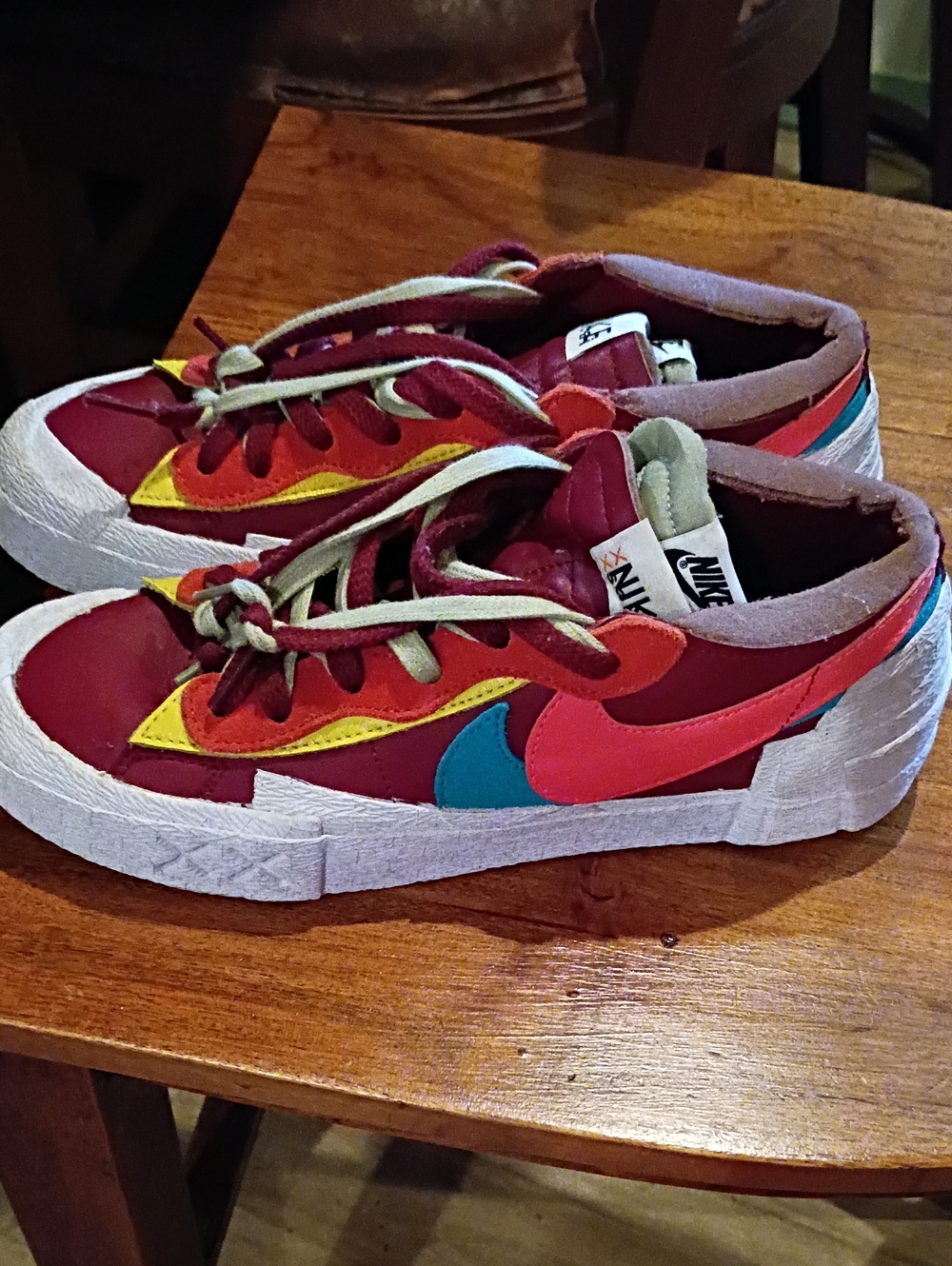 Kaws Sacai Nike Blazer Low Shoes Red Hot Lava Blue 8 41